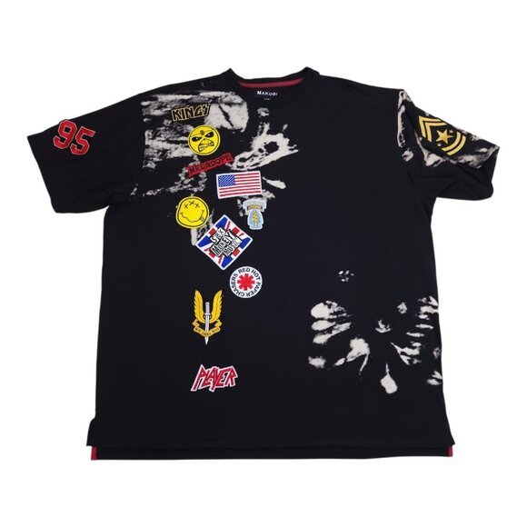Makobi Mens Graphic Tee 4XB Black With Patches & Tie-Dye Accents Big & Tall - Picture 9 of 9